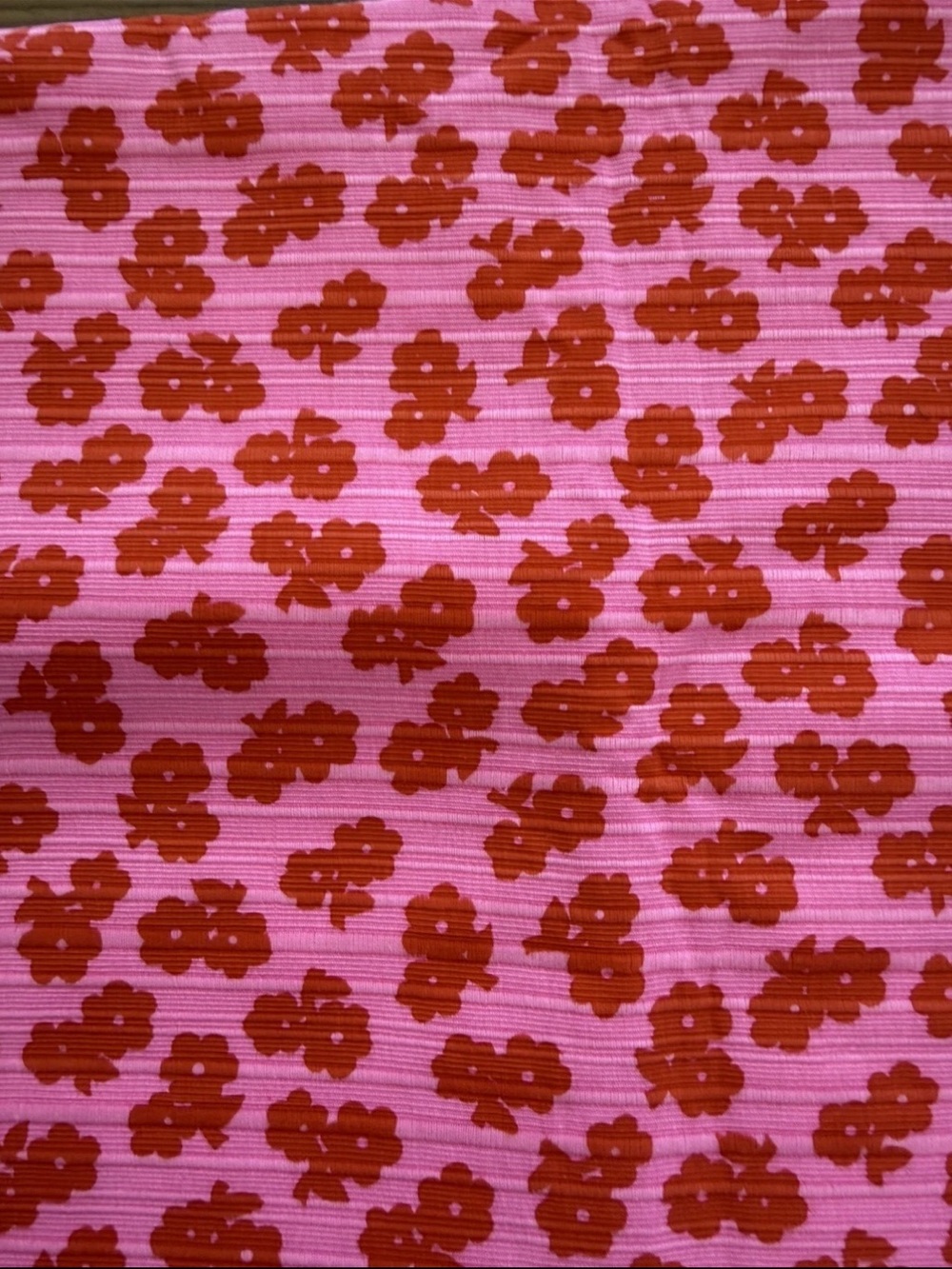 Vintage Neon Pink Red Floral MCM Textured Med/Heavyweight Fabric 42" L x 56" W